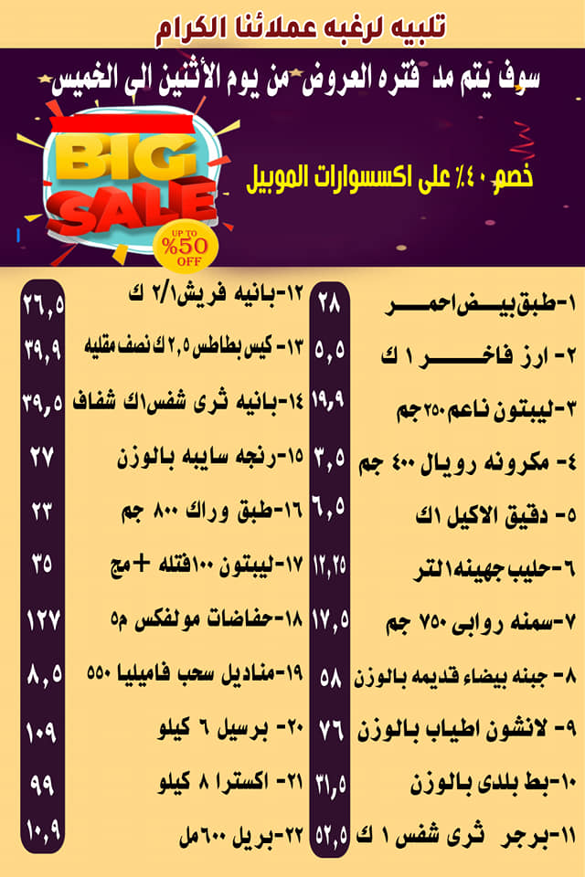 عروض اسواق مصر المنيا من 24 اغسطس حتى 27 اغسطس 2020 التوفير الكبير